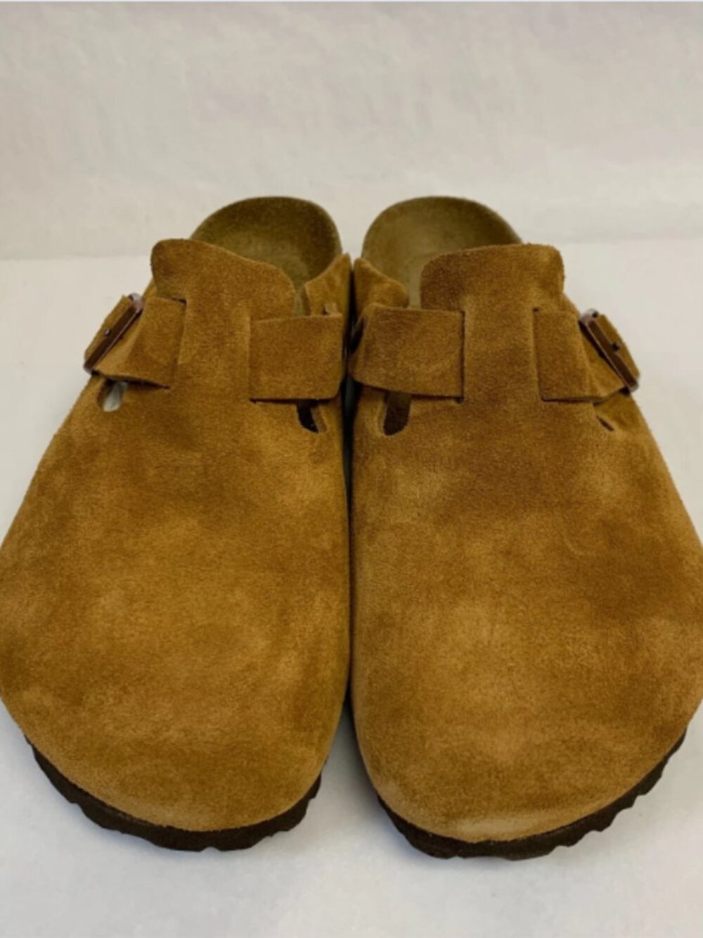 Birkenstock Boston Soft Footbed Mink Suede Leather Narrow Width Sandals